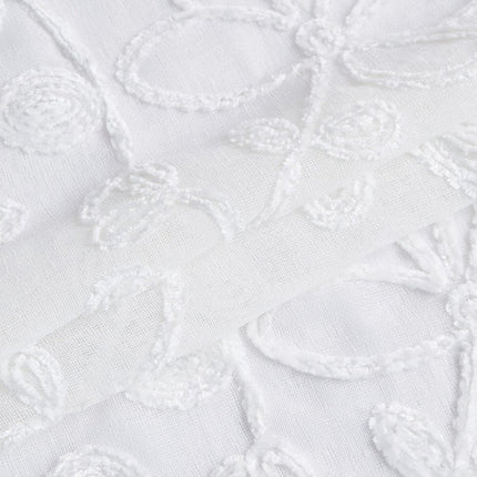 Set of Two 84"  White Floral Embroidered Window Panels HomeRoots