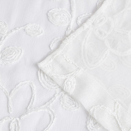 Set of Two 84"  White Floral Embroidered Window Panels HomeRoots