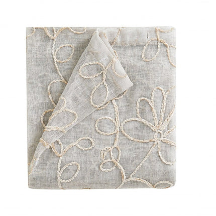 Set of Two 96"  Tan Floral Embroidered Window Panels HomeRoots