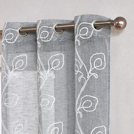 Set of Two 84"  Silver Boho Embroidered Window Panels HomeRoots
