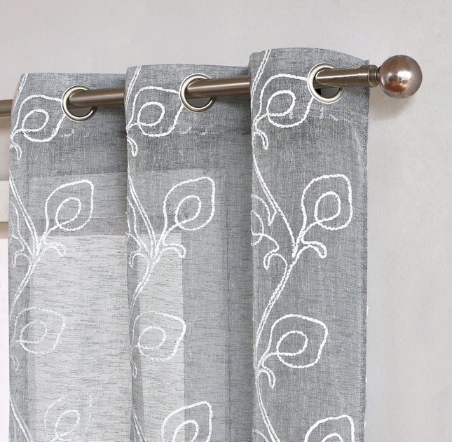 Set of Two 84"  Silver Boho Embroidered Window Panels HomeRoots