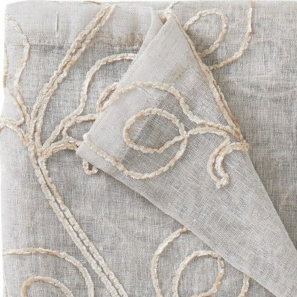 Set of Two 84" Beige Boho Embroidered Window Panels HomeRoots