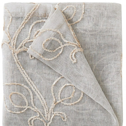 Set of Two 84" Beige Boho Embroidered Window Panels HomeRoots