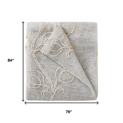 Set of Two 84" Beige Boho Embroidered Window Panels HomeRoots