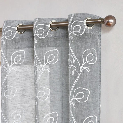 Set of Two 96"  Silver Boho Embroidered Window Panels HomeRoots