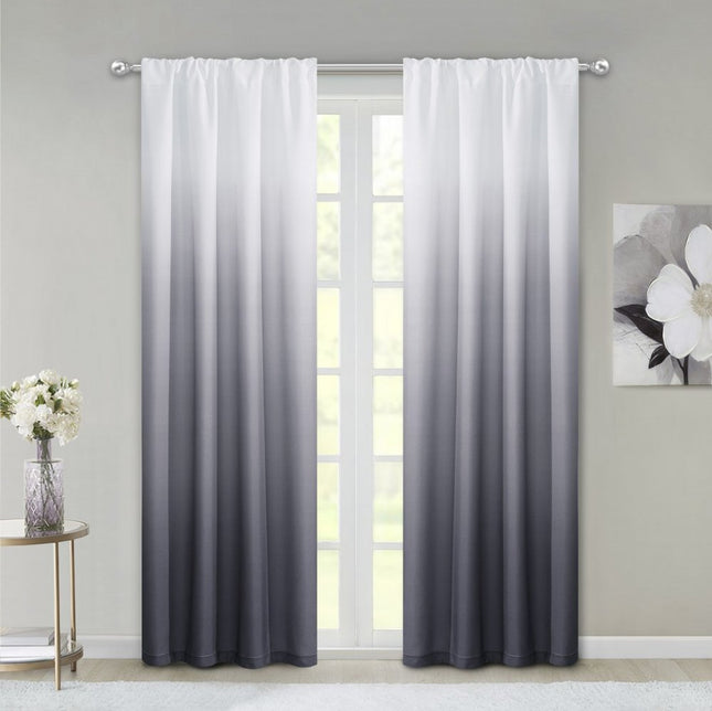 Set of Two 84"  Black Ombre Shades Window Panels HomeRoots