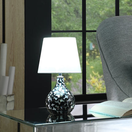 12" Black Table Lamp With White Globe Shade HomeRoots