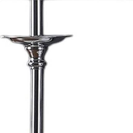 26" Silver Metal And Faux Crystal Table Lamp With White Cylinder Shade HomeRoots