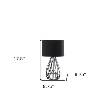 18” Asymmetric Black Cage Metal Table Lamp HomeRoots