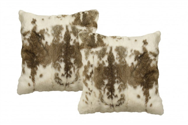 Set of Two 18" Brown and White Throw Pillows HomeRoots