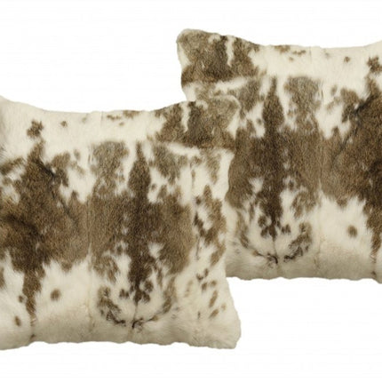 Set of Two 18" Brown and White Throw Pillows HomeRoots