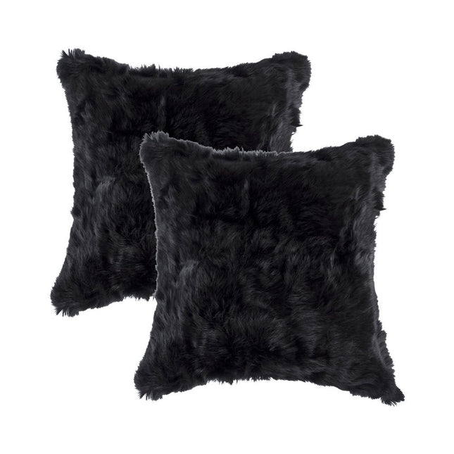 Set of Two 18" Black Throw Pillows HomeRoots