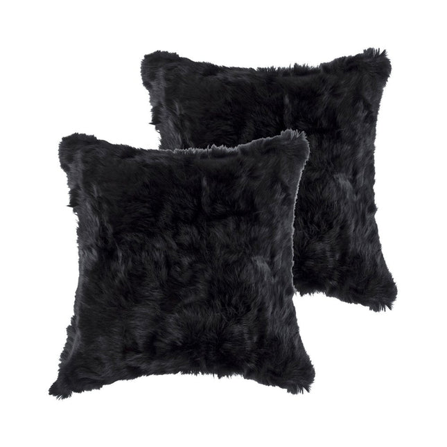 Set of Two 18" Black Throw Pillows HomeRoots