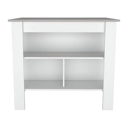 White and Gray 41" Kitchen Island With Storage HomeRoots