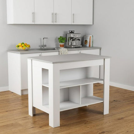White and Gray 41" Kitchen Island With Storage HomeRoots