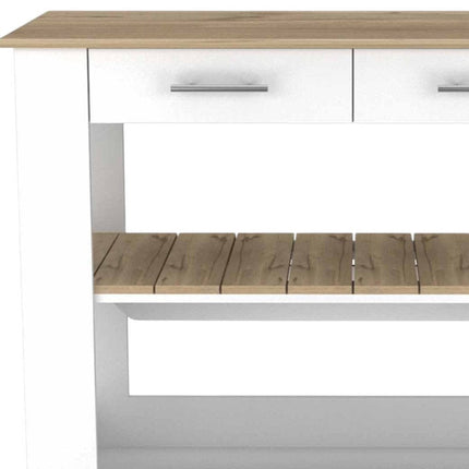 White and Brown 40" Rolling Kitchen Cart With Storage HomeRoots