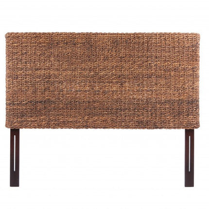 Brown Natural and Rustic Woven Banana Leaf Straight Queen Size Headboard HomeRoots