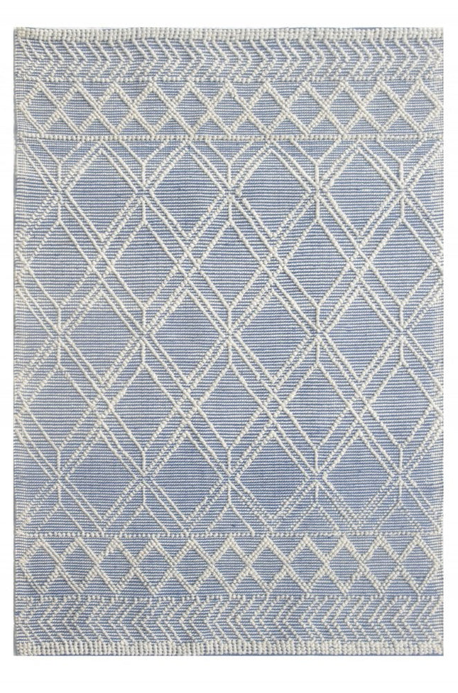 9' X 13' Blue Ivory Tribal Geometric Pattern Area Rug HomeRoots
