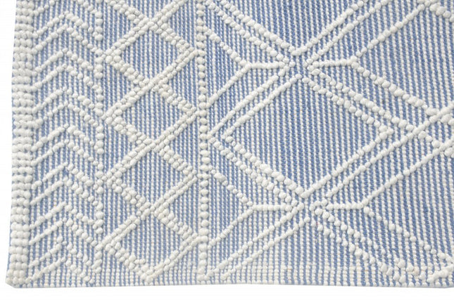 9' X 13' Blue Ivory Tribal Geometric Pattern Area Rug HomeRoots