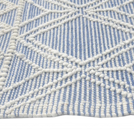 9' X 13' Blue Ivory Tribal Geometric Pattern Area Rug HomeRoots