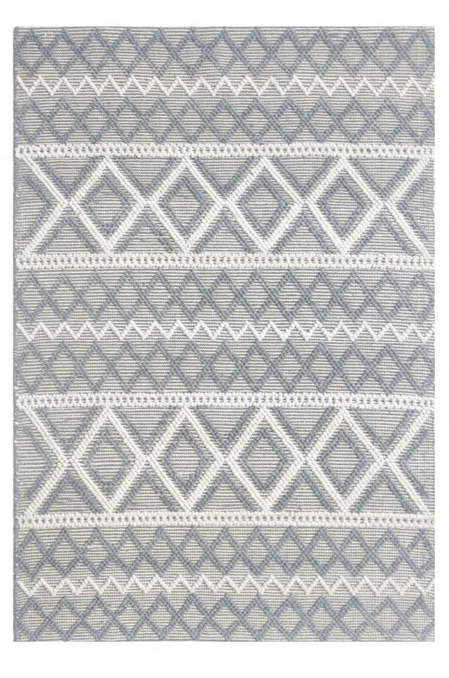 9' X 13' Gray Ivory Diamonds Boho Chic Area Rug HomeRoots