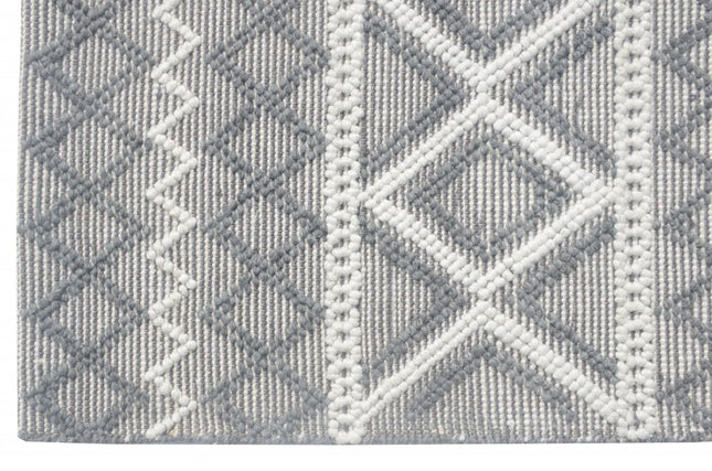 9' X 13' Gray Ivory Diamonds Boho Chic Area Rug HomeRoots