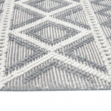 9' X 13' Gray Ivory Diamonds Boho Chic Area Rug HomeRoots