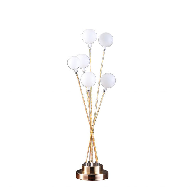 28" Yellow Gold Six Light Globe Desk or Table Lamp HomeRoots