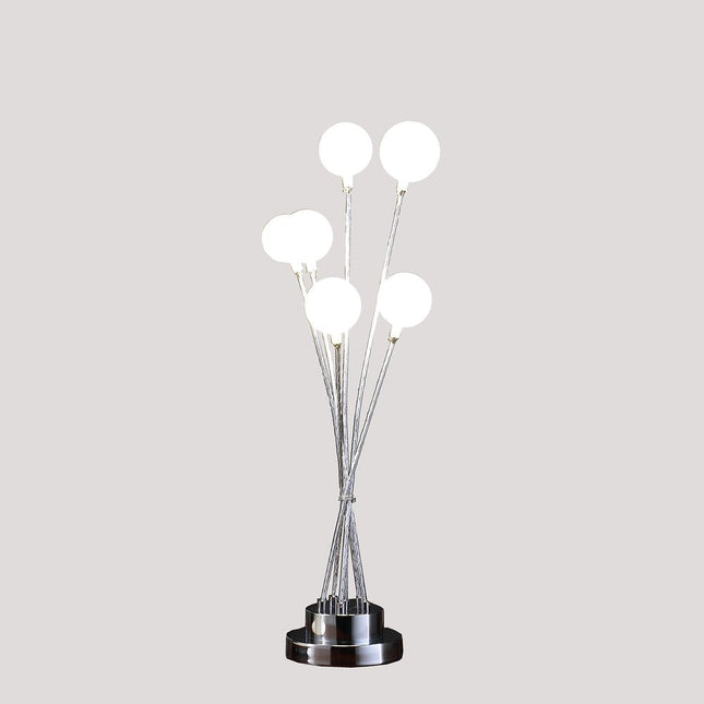 28" Silver Chrome Six Light Globe Desk or Table Lamp HomeRoots