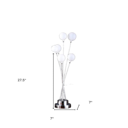 28" Silver Chrome Six Light Globe Desk or Table Lamp