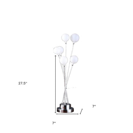 28" Silver Chrome Six Light Globe Desk or Table Lamp HomeRoots