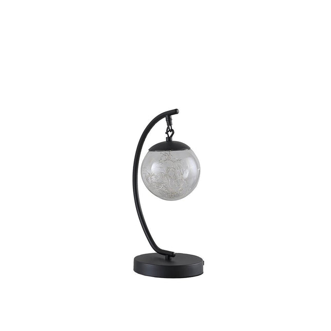 14" Matte Black Metal Arched Hanging Orb USB Table Lamp HomeRoots