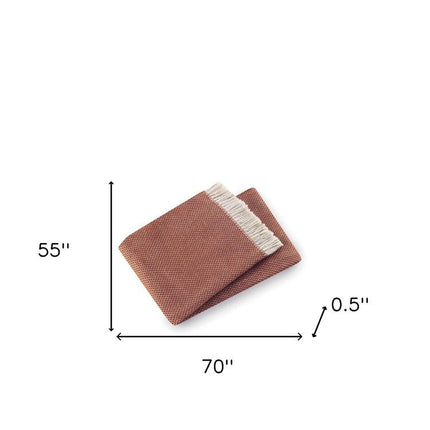 70" X 55" Terra Cotta Woven Cotton Plush Throw Blanket HomeRoots