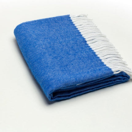 50" X 60" Royal Blue And White Woven Herringbone Plush Throw Blanket HomeRoots