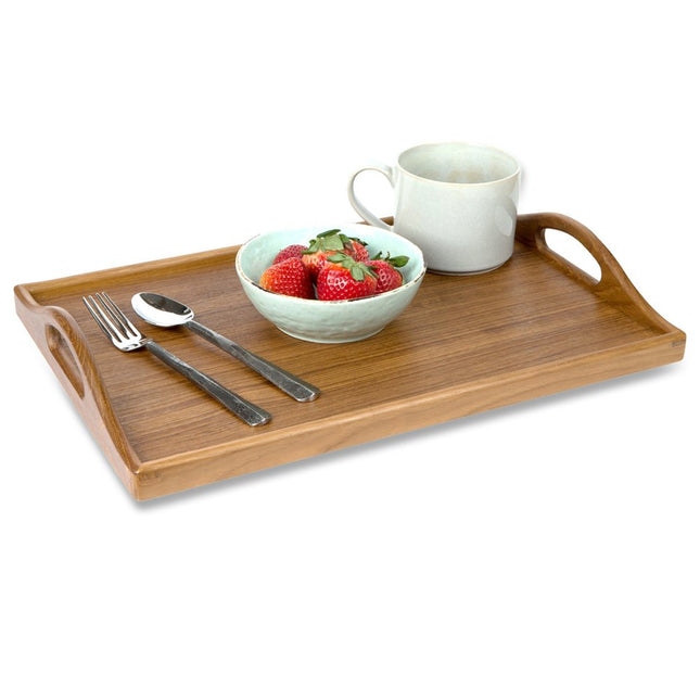 19" Brown Teak Handmade Serving Tray HomeRoots