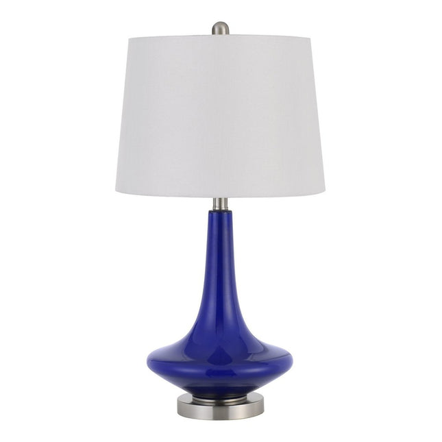 Set Of Two 26" Silver Metal Two Light Bedside Table Lamps With White Globe Shade HomeRoots