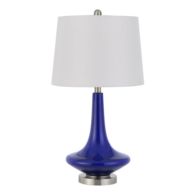 Set Of Two 26" Silver Metal Two Light Bedside Table Lamps With White Globe Shade HomeRoots
