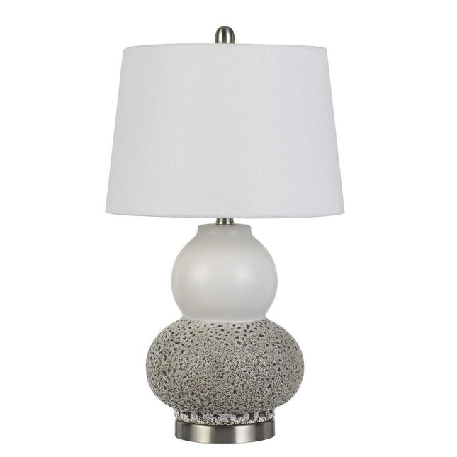 Set Of Two 24" Silver Metal Two Light Desk Table Lamps With White Globe Shade HomeRoots
