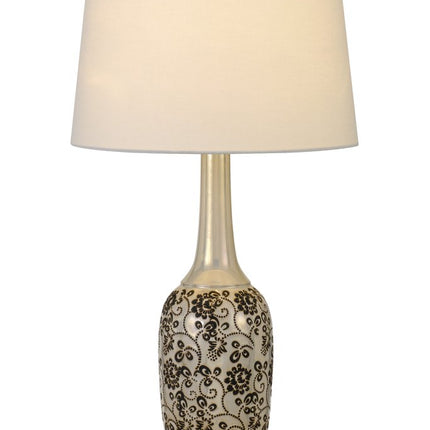 Set Of Two 30" Silver Metal Two Light Bedside Table Lamps With White Globe Shade HomeRoots