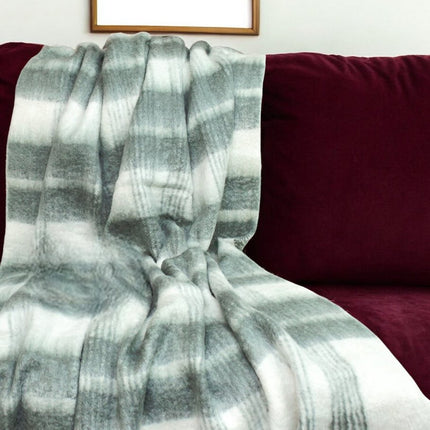 Transitional Gray and White Woven Handloom Throw HomeRoots