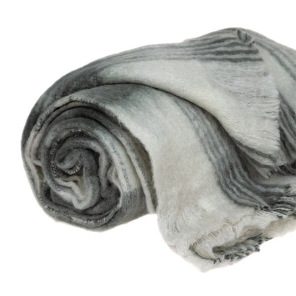 Transitional Gray and White Woven Handloom Throw HomeRoots