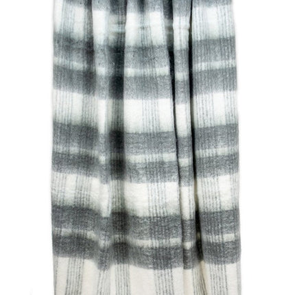 Transitional Gray and White Woven Handloom Throw HomeRoots