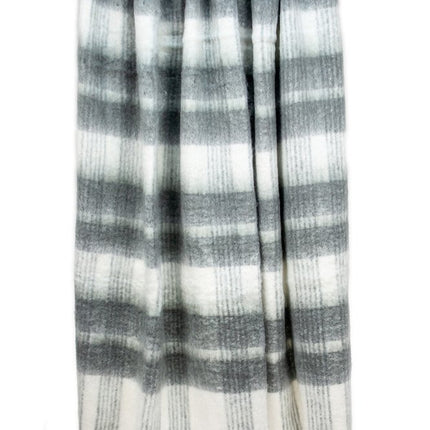 Transitional Gray and White Woven Handloom Throw