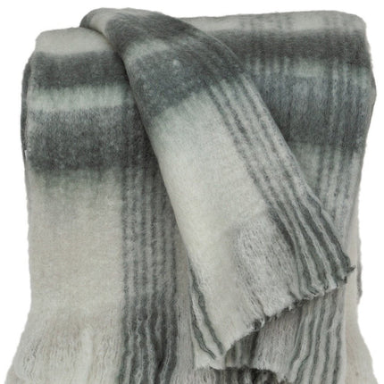 Transitional Gray and White Woven Handloom Throw HomeRoots
