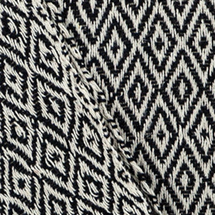 52" X 67" Black And Beige Geometric Diamond Throw Blanket with Tassels HomeRoots
