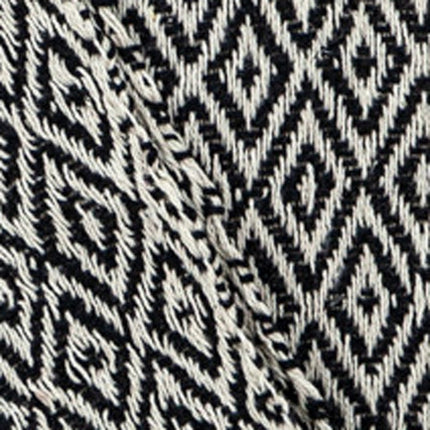 52" X 67" Black And Beige Geometric Diamond Throw Blanket with Tassels HomeRoots