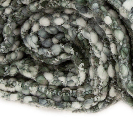 Green and White Knitted Cotton Blend Abstract Throw Blanket with Fringe HomeRoots