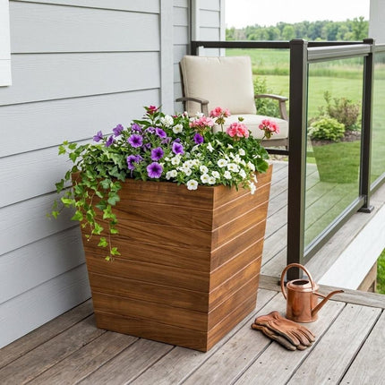 21" Brown Solid Wood Indoor Outdoor Square Planter Box