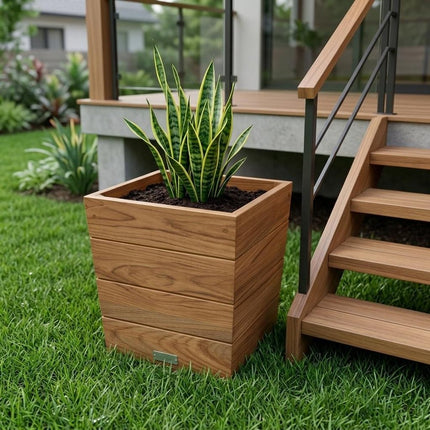 12" Brown Wood Indoor Outdoor Square Planter Box HomeRoots