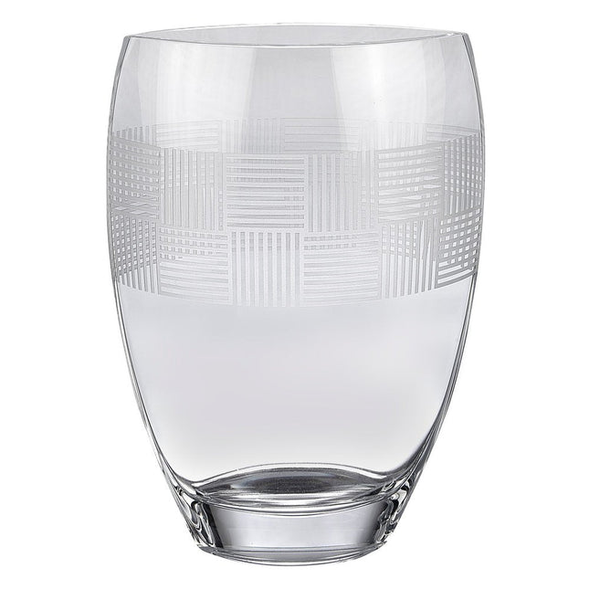 12" Clear With Geometric Pattern Oval Crystal Table Vase HomeRoots